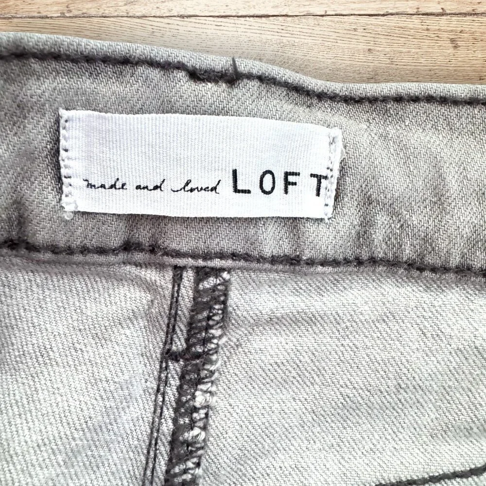 LOFT The Straight Crop Stretch High Rise Waist Denim Jeans Vintage Grey Wash 2